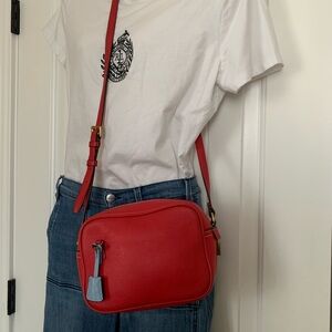 J. Crew Vibrant Red Leather Shoulder Bag